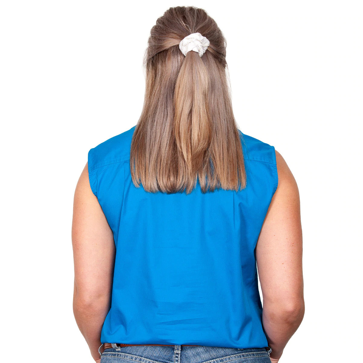 Just Country Womens Kerry Sleeveless Half Button Work Shirt (50503) Blue Jewel