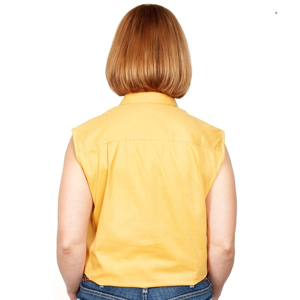 Just Country Womens Kerry Sleeveless Half Button Work Shirt (50503) Mustard [SD]