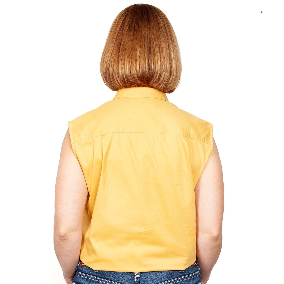 Just Country Womens Kerry Sleeveless Half Button Work Shirt (50503) Mustard [SD]