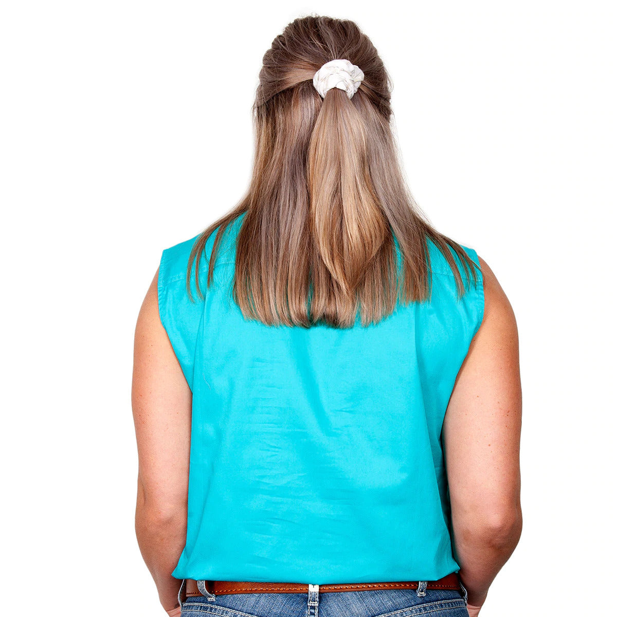 Just Country Womens Kerry Sleeveless Half Button Work Shirt (50503) Turquoise