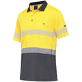 KingGee Hi Vis Workcool Hyperfreeze Spliced Taped S/S Polo (K54215) Yellow/Navy [GD]