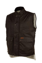 Outback Trading Mens Flemington Wool Lined Oilskin Vest (6131) Brown