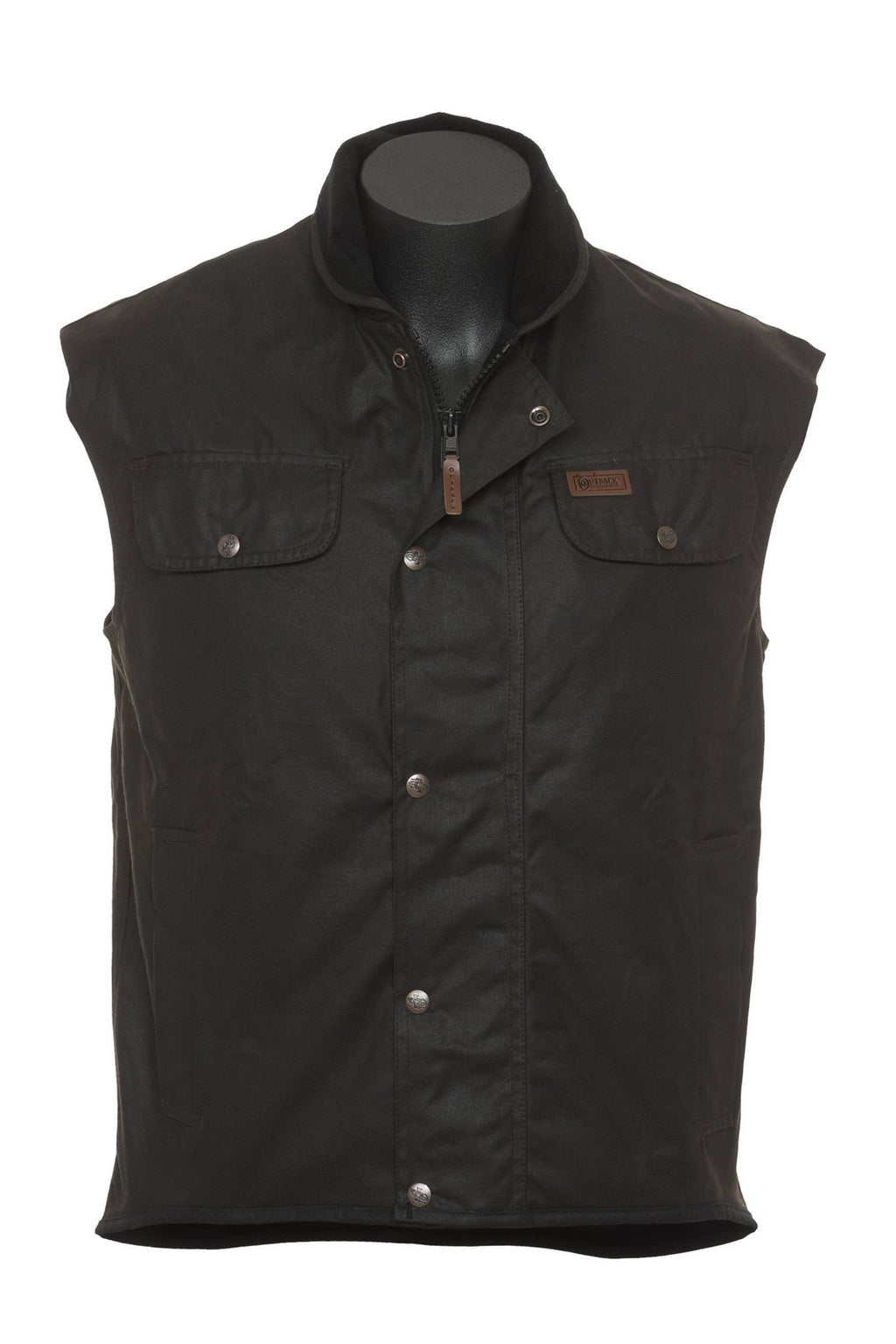 Outback Trading Unisex Fleece Lined Oilskin Vest (6036) Brown