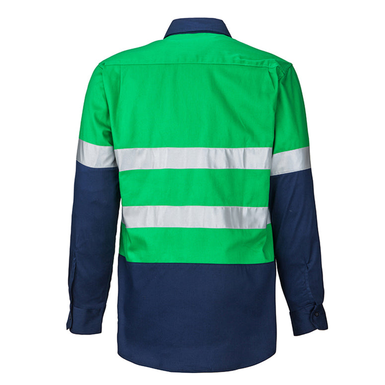 Ritemate Adults Hi Vis Open Front Shirt with Tape (RM1050R) Emerald/Navy