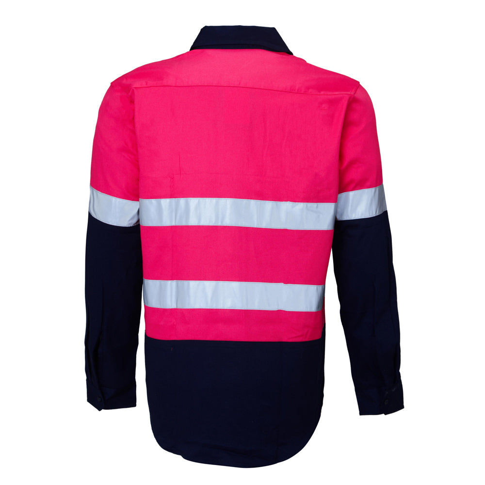 Ritemate Adults Hi Vis Open Front Shirt with Tape (RM1050R) Pink/Navy