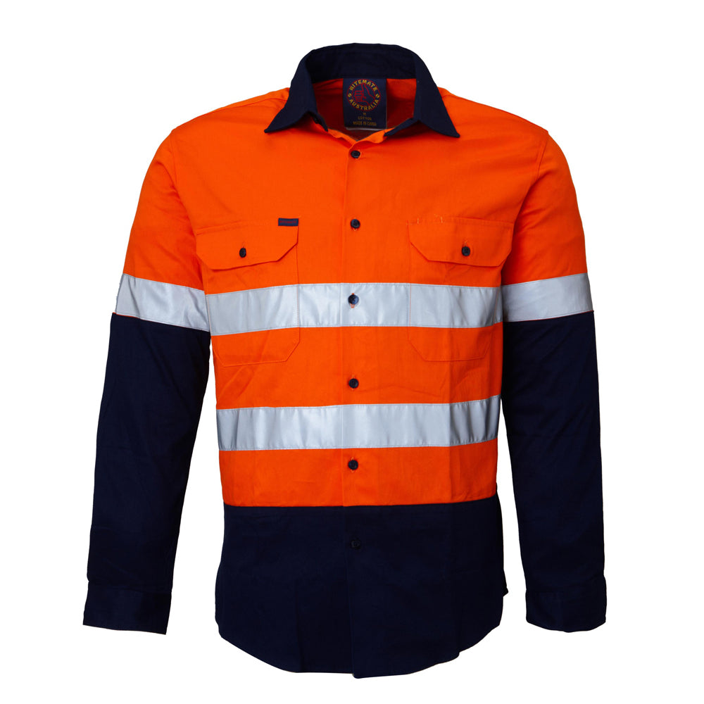 Ritemate Childrens Hi Vis Shirts with Tape (RM4050R) Orange/Navy