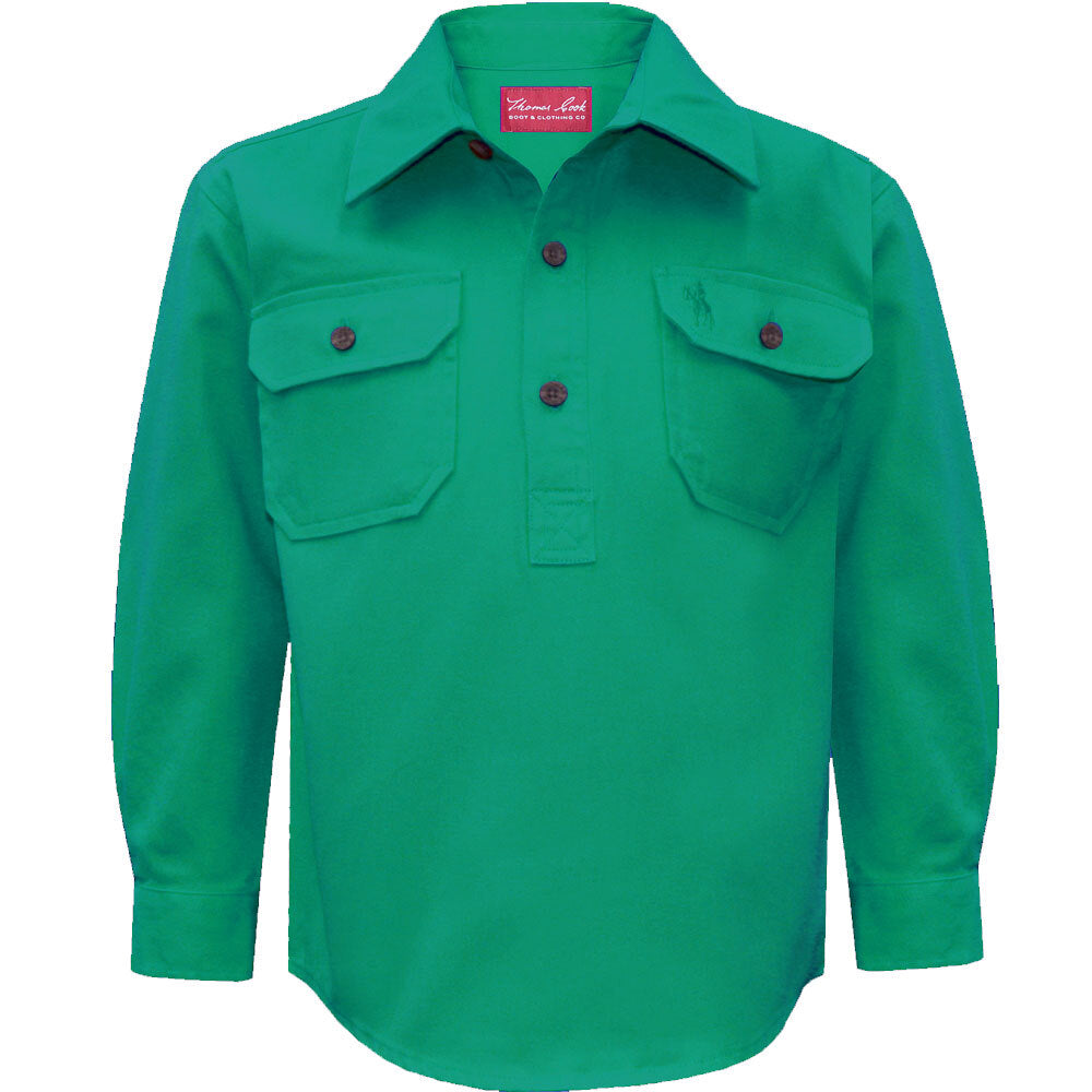 Thomas Cook Childrens Heavy Drill 1/2 Button L/S Shirt (TCP7100163) Bright Green