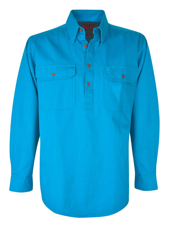 Thomas Cook Heavy Drill 1/2 Button L/S Shirt (TCP1120163) Aqua