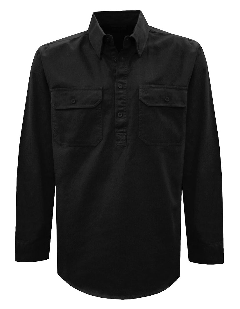Thomas Cook Heavy Drill 1/2 Button L/S Shirt (TCP1120163) Black
