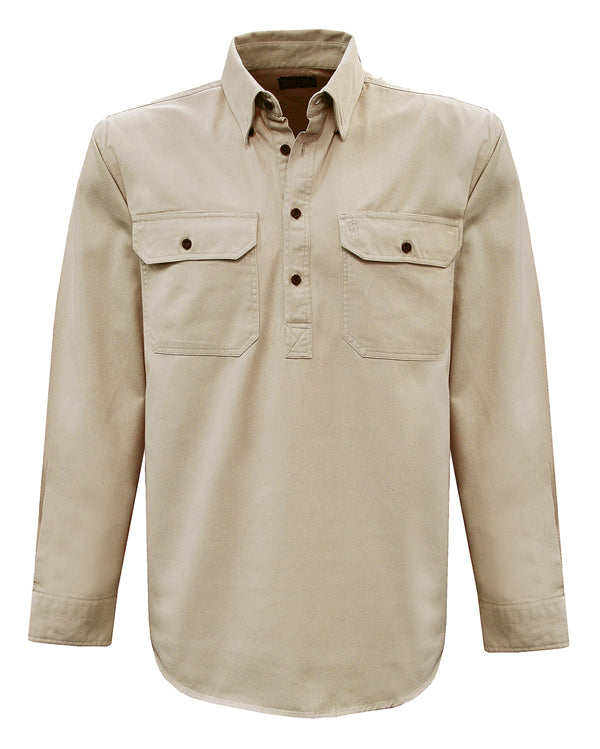 Thomas Cook Heavy Drill 1/2 Button L/S Shirt (TCP1120163) Bone