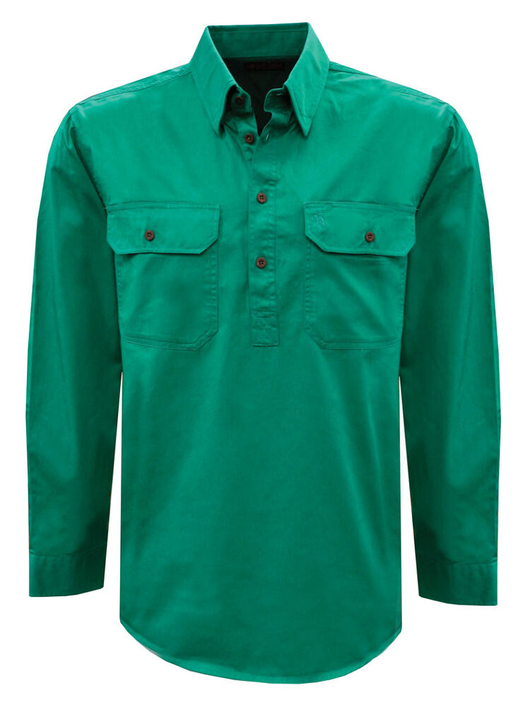 Thomas Cook Heavy Drill 1/2 Button L/S Shirt (TCP1120163) Bright Green