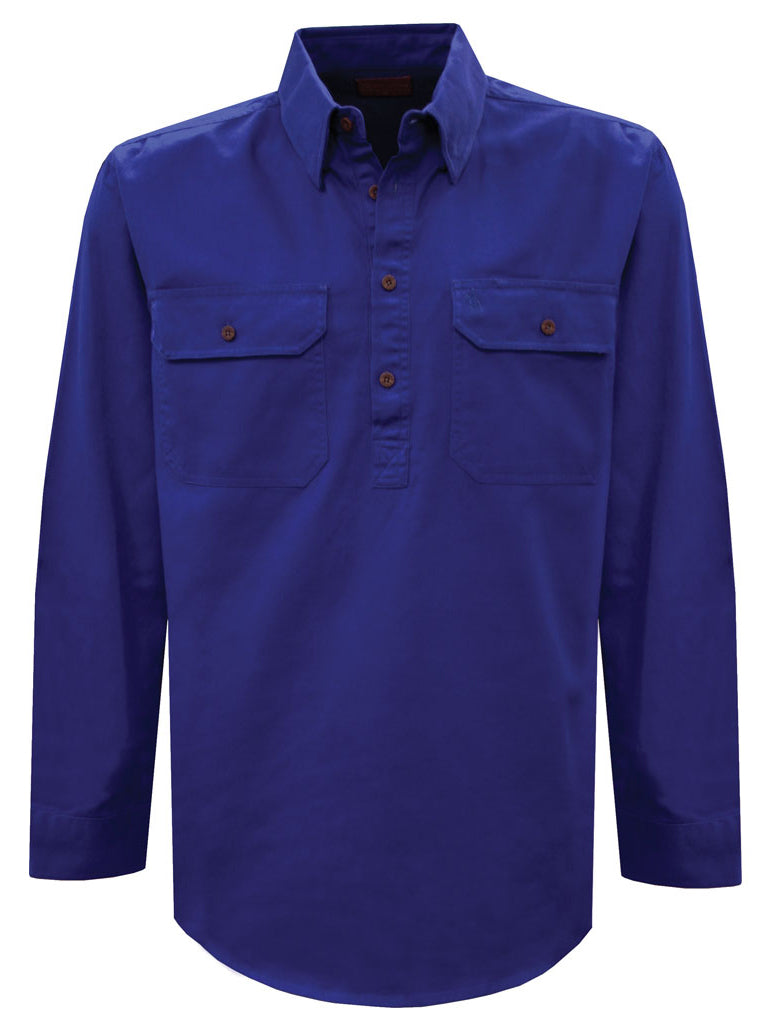 Thomas Cook Heavy Drill 1/2 Button L/S Shirt (TCP1120163) Cobalt