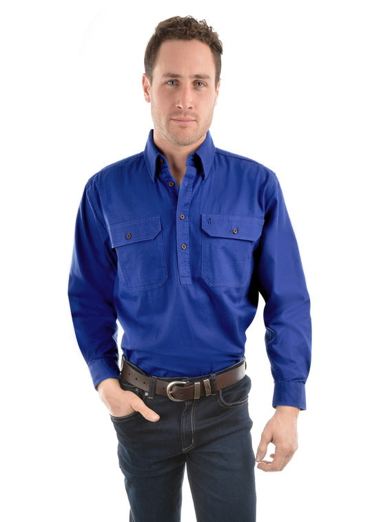 Thomas Cook Heavy Drill 1/2 Button L/S Shirt (TCP1120163) Cobalt