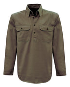 Thomas Cook Heavy Drill 1/2 Button L/S Shirt (TCP1120163) Mushroom