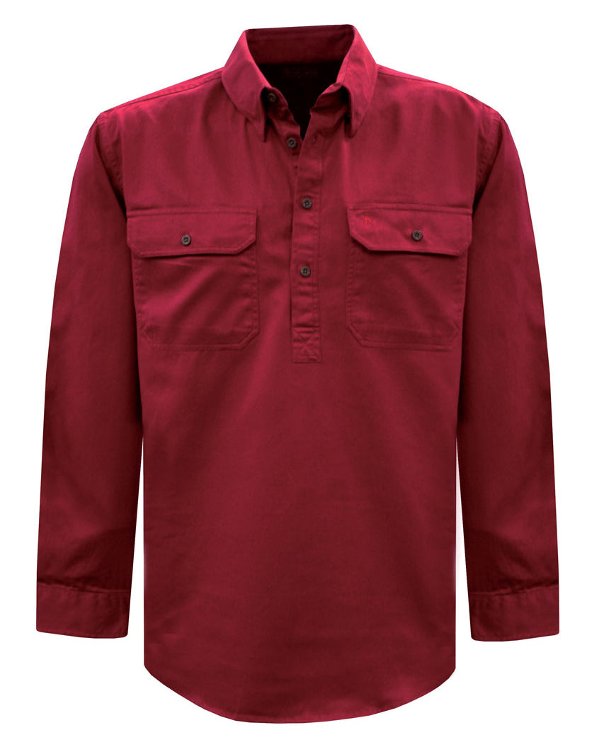 Thomas Cook Heavy Drill 1/2 Button L/S Shirt (TCP1120163) Red