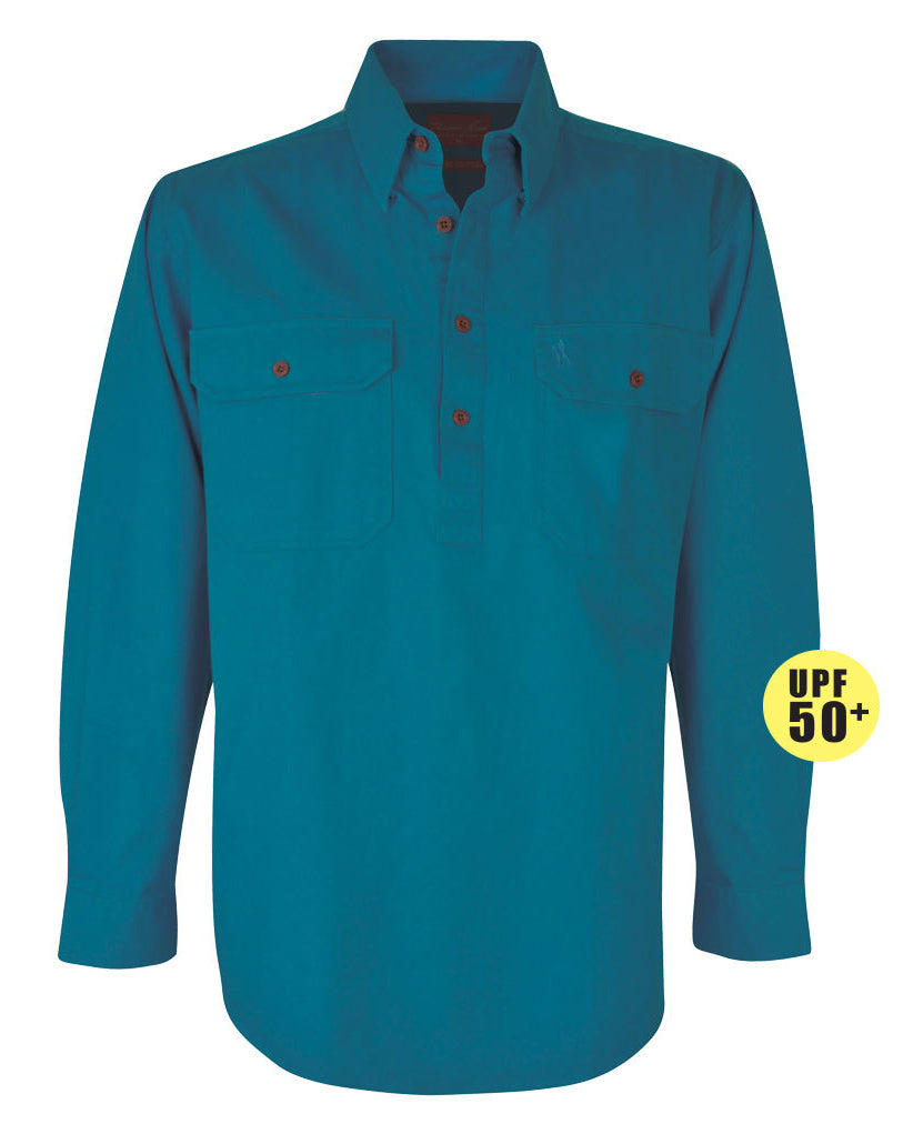 Thomas Cook Heavy Drill 1/2 Button L/S Shirt (TCP1120163) Teal