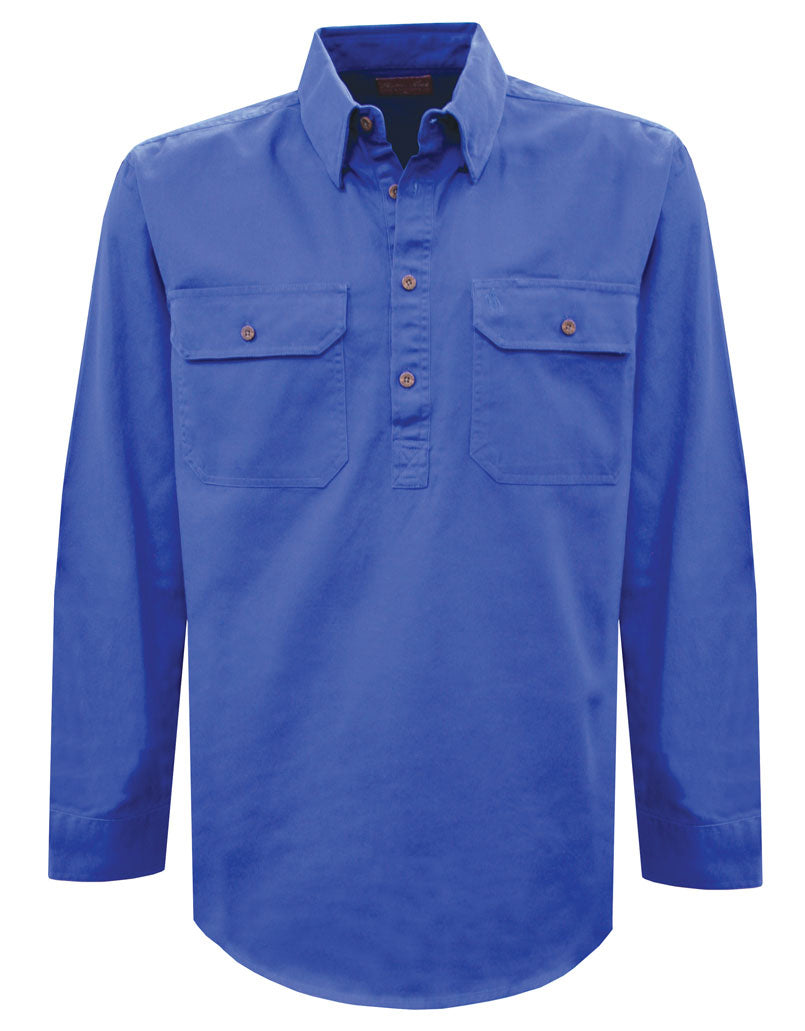 Thomas Cook Heavy Drill 1/2 Button L/S Shirt (TCP1120163) Wedgewood