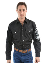 Wrangler Mens Logo Rodeo L/S Drill Shirt (XCP1116020) Black