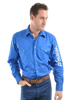 Wrangler Mens Logo Rodeo L/S Drill Shirt (XCP1116020) Cobalt