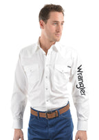 Wrangler Mens Logo Rodeo L/S Drill Shirt (XCP1116020) White