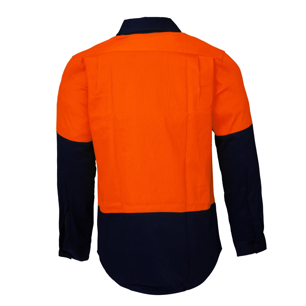 Ritemate Adults Hi Vis Open Front L/S Shirt (RM1050) Orange/Navy