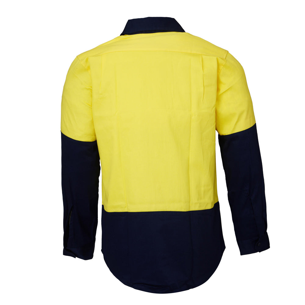Ritemate Adults Hi Vis Open Front L/S Shirt (RM1050) Yellow/Navy