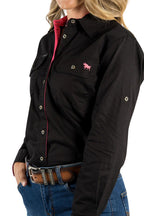 Ringers Western Womens Pentecost River Full Button L/S Work Shirt (171210001) Black