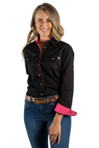 Ringers Western Womens Pentecost River Full Button L/S Work Shirt (171210001) Black