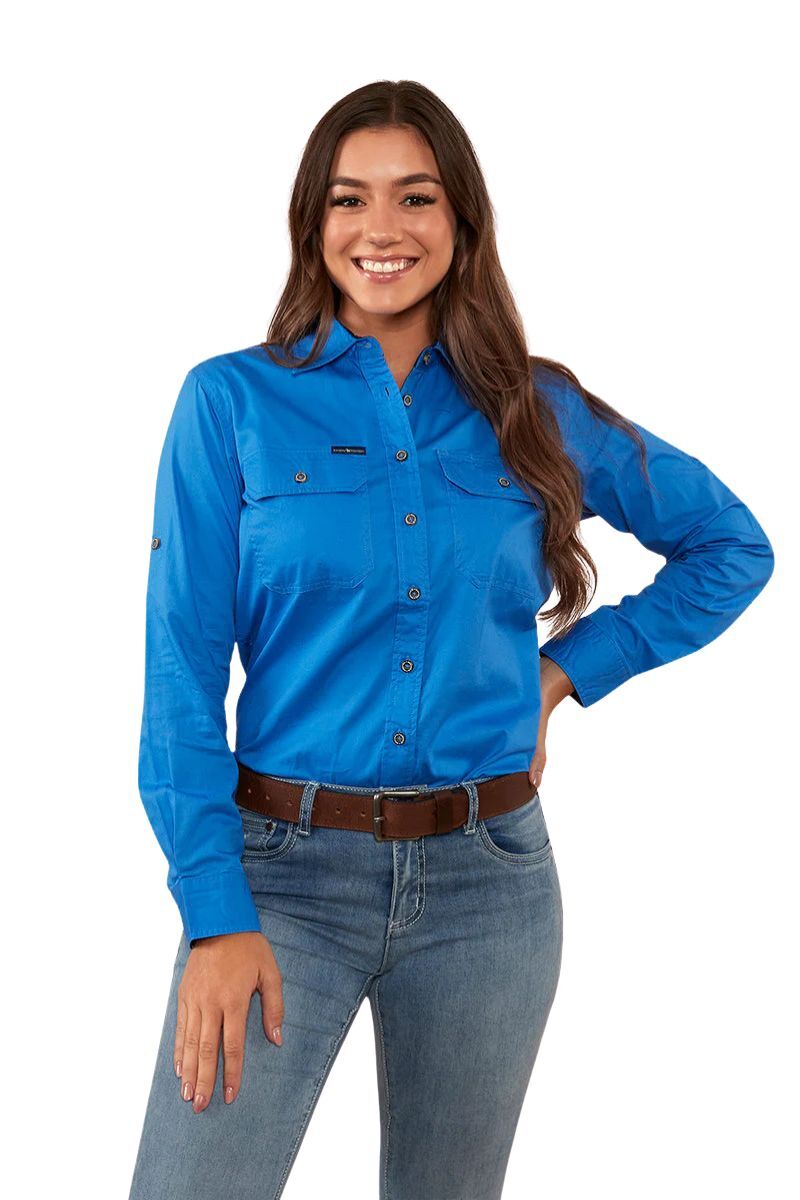 Ringers Western Womens Pentecost River Full Button L/S Work Shirt (171210001) Blue
