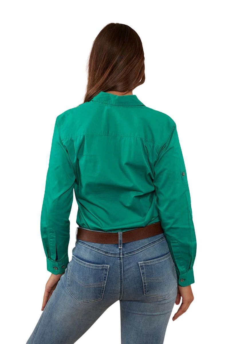 Ringers Western Womens Pentecost River Full Button L/S Work Shirt (171210001) Green [GD]