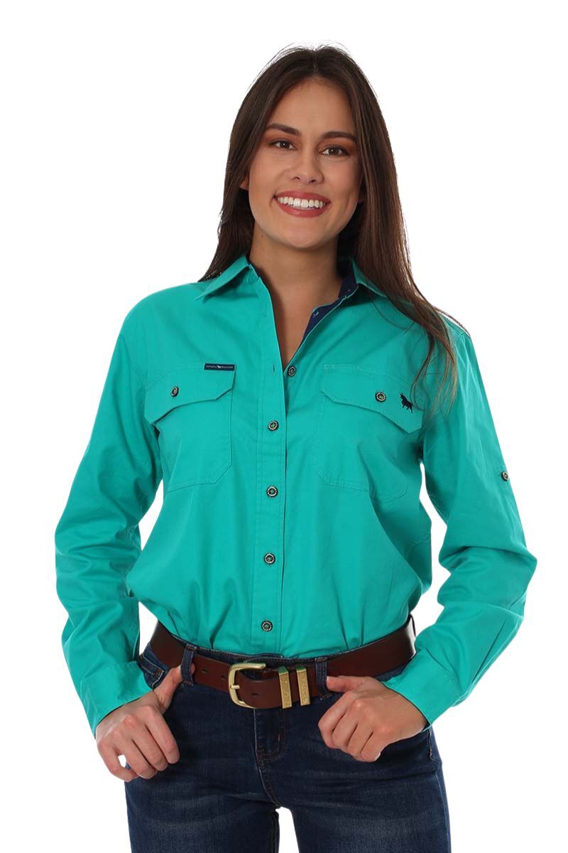 Ringers Western Womens Pentecost River Full Button L/S Work Shirt (171210001) Mint