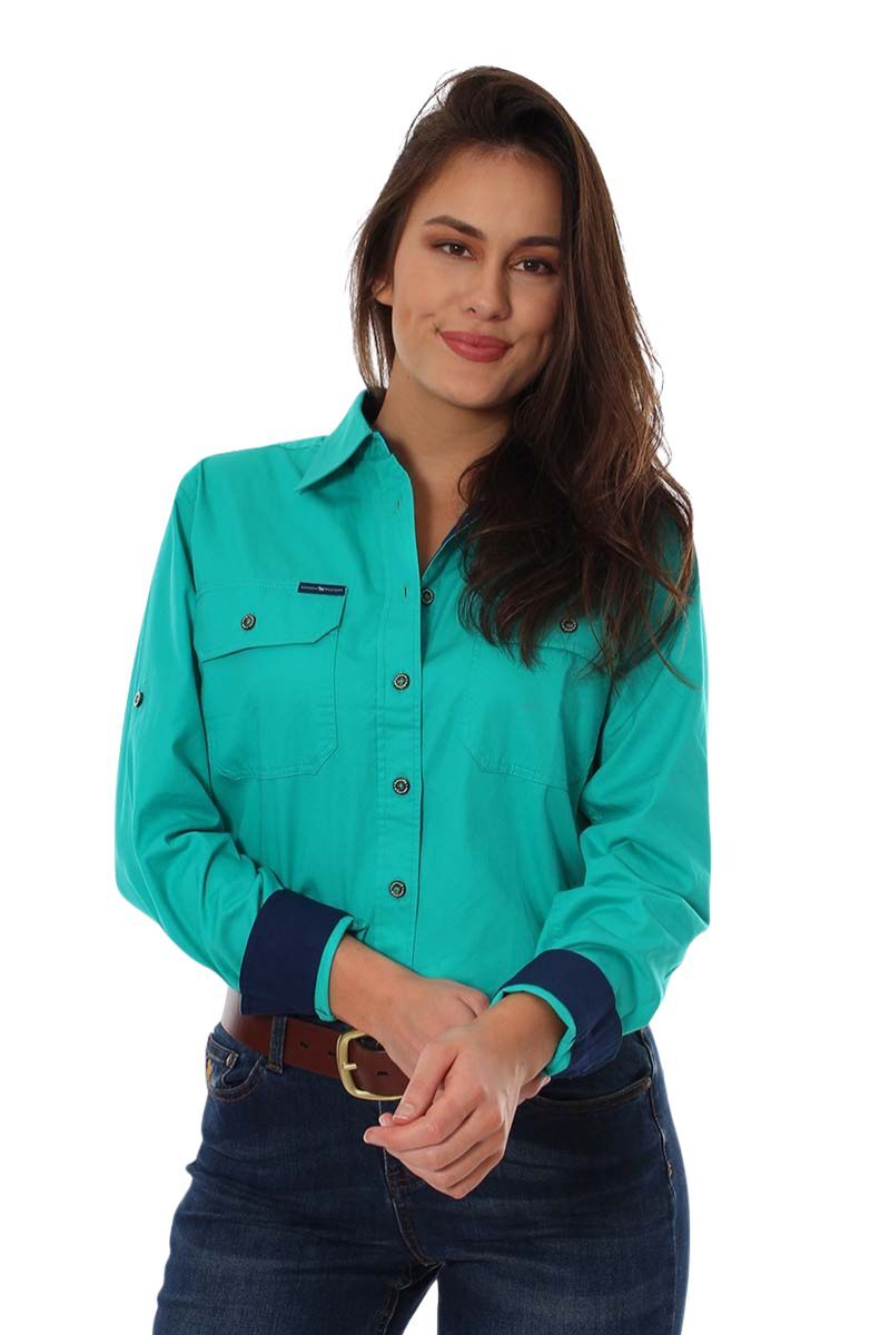 Ringers Western Womens Pentecost River Full Button L/S Work Shirt (171210001) Mint