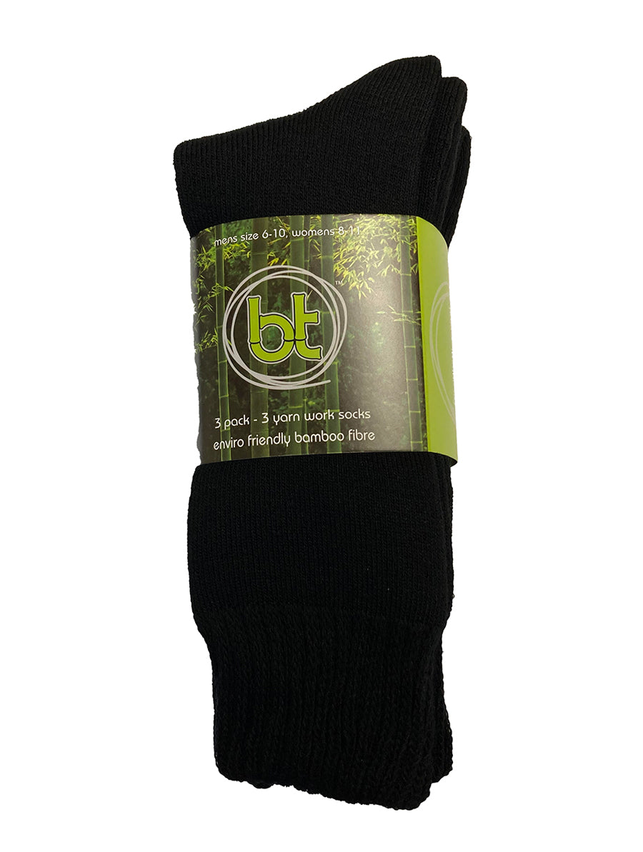Bamboo Textiles 3-Yarn Socks 3 Pack Black