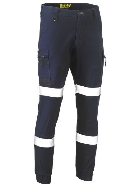 Bisley Mens Flx & Move Taped Cargo Cuffed Pants (BPC6334T_BPCT) Navy  [GD]