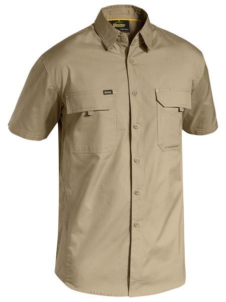 Bisley Mens X Airflow Ripstop S/S Shirt (BS1414_BCDR) Khaki [GD]