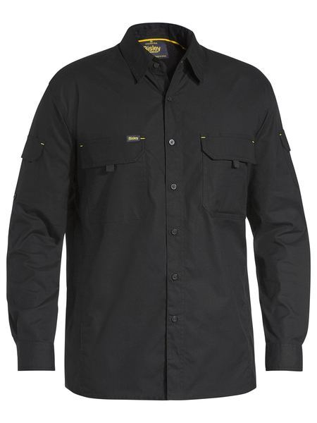 Bisley Mens X Flow Ripstop L/S Shirt (BS6414_BBLK) Black [GD]