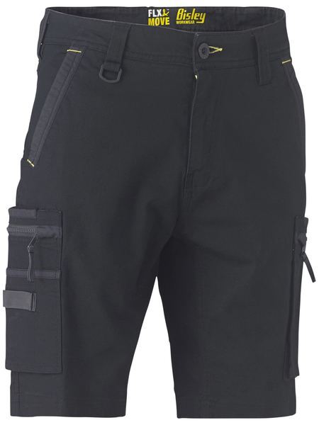 Bisley Unisex Flx & Move Stretch Utility Zip Cargo Shorts (BSHC1330_BBLK) Black 