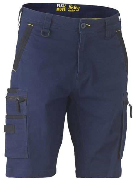 Bisley Unisex Flx & Move Stretch Utility Zip Cargo Shorts (BSHC1330_BPCT) Navy 