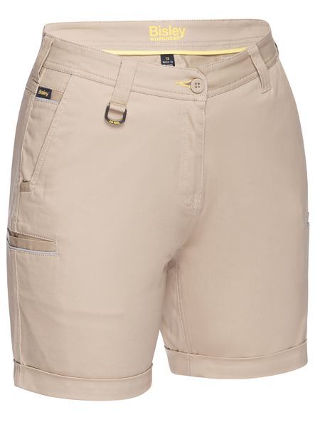 Bisley Womens Stretch Cotton Shorts (BSHL1015_BSTN) Stone [GD]