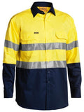 Bisley Mens Hi Vis Taped Lightweight L/S Shirt (BS6896_TT01) Yellow/Navy [GD]
