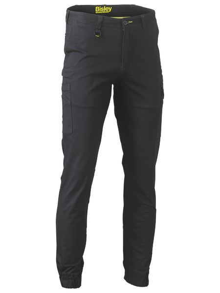 Bisley Mens Stretch Drill Cargo Cuffed Pants (BPC6028_BBLK) Black [GD]