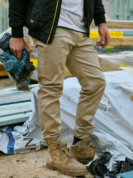 Bisley Mens Stretch Drill Cargo Cuffed Pants (BPC6028_BSTN) Stone [GD]