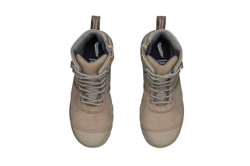 Blundstone Mens Rotoflex TPU Composite 5" Zip Lace Up Safety Boots (8553) Stone