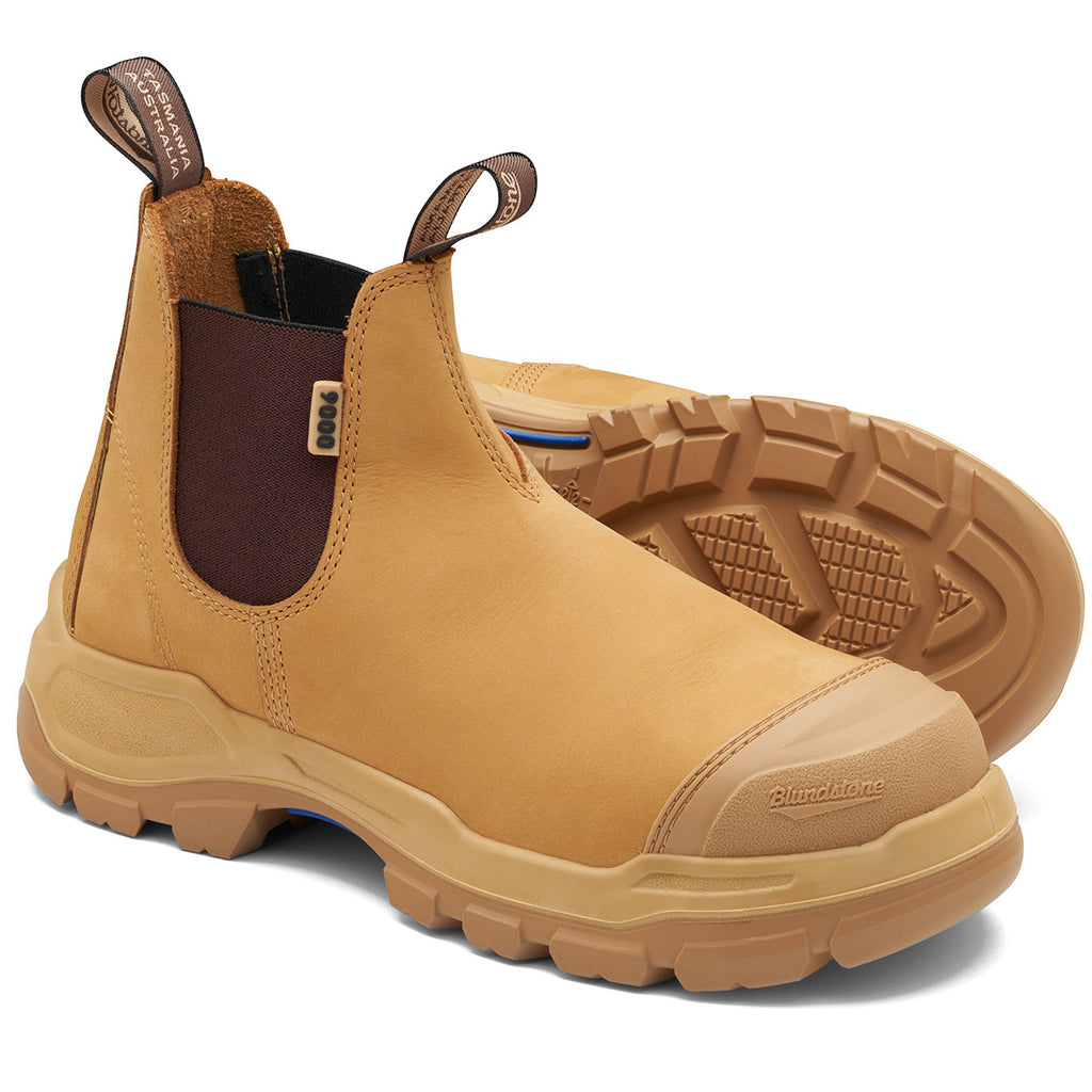 Blundstone Unisex Rotoflex PUR-Safety Elastic Sided V Cut Scuff Cap Boots (9000) Wheat Nubuck