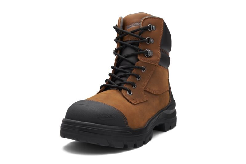 Blundstone Unisex Rotoflex TPU-Safety 150mm Ankle Zip Lace Up Boots (8066) Saddle Brown