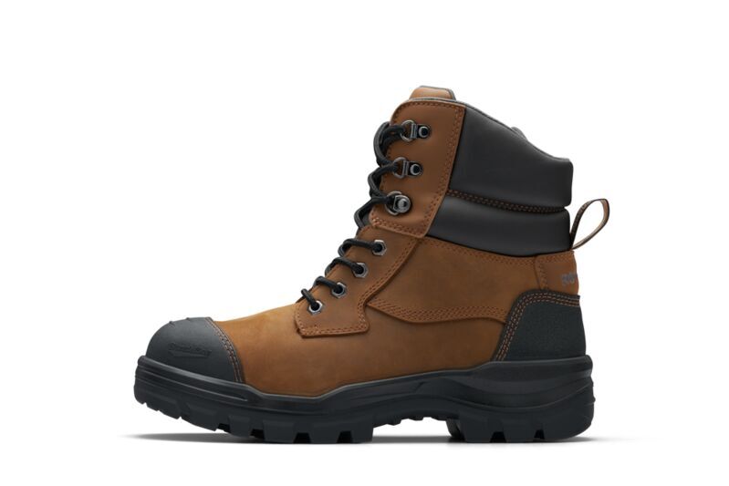 Blundstone Unisex Rotoflex TPU-Safety 150mm Ankle Zip Lace Up Boots (8066) Saddle Brown