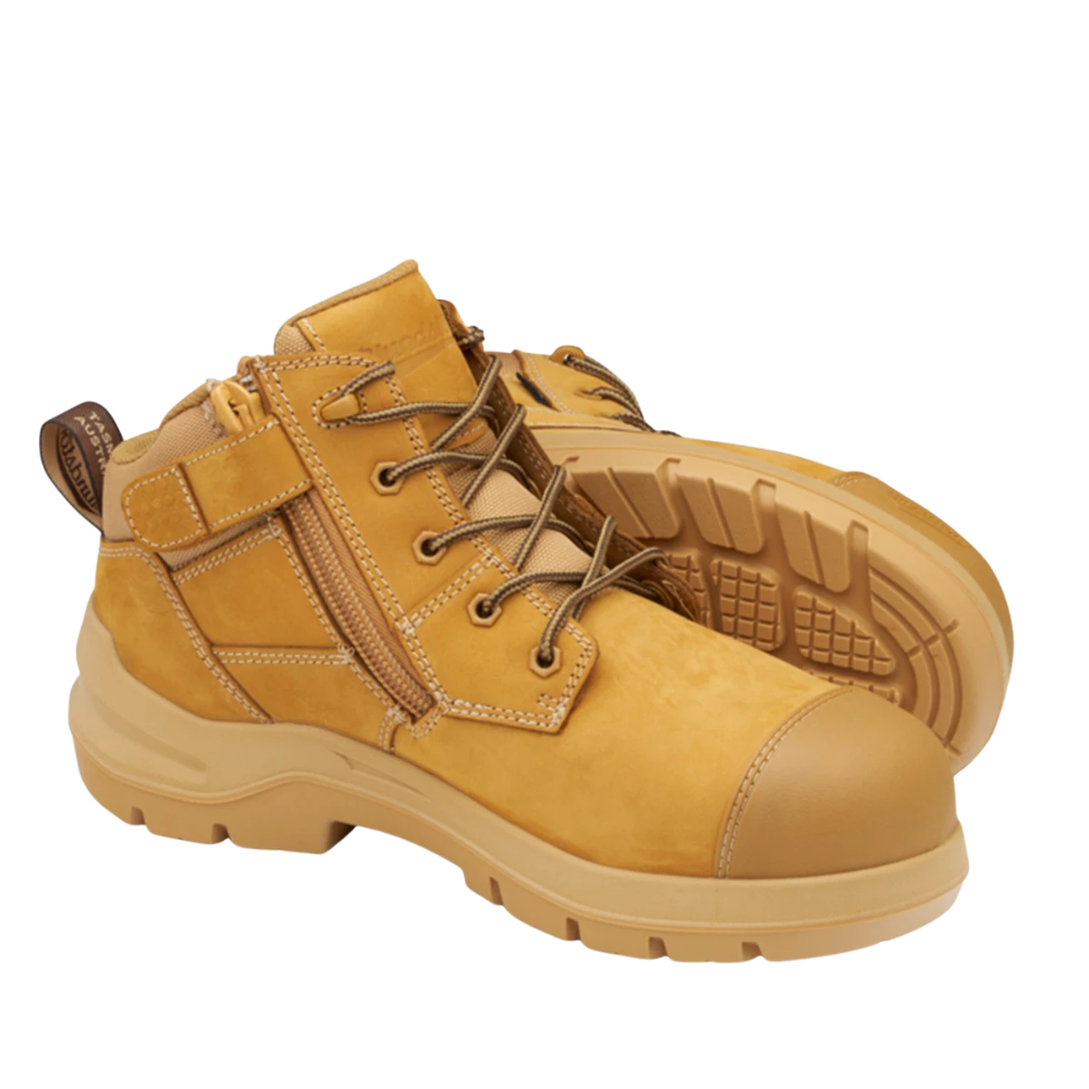Blundstone Mens DuraFit 115mm Zip Side Safety Boots (7540) Wheat Nubuck
