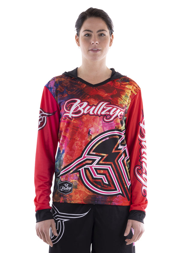 Bullzye Womens Blotch Hooded L/S Fishing Tee (B2S2501227) Red [SD]