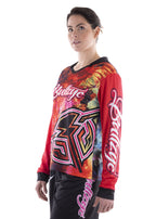 Bullzye Womens Blotch Hooded L/S Fishing Tee (B2S2501227) Red [SD]