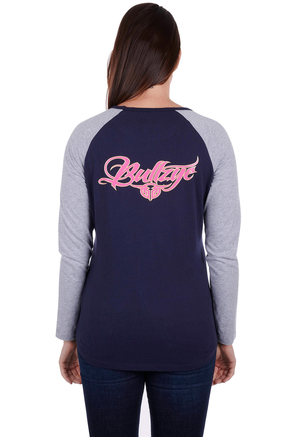 Bullzye Womens Royal L/S Raglan Tee (B3W2506268) Dark Navy/Grey Marle [SD]